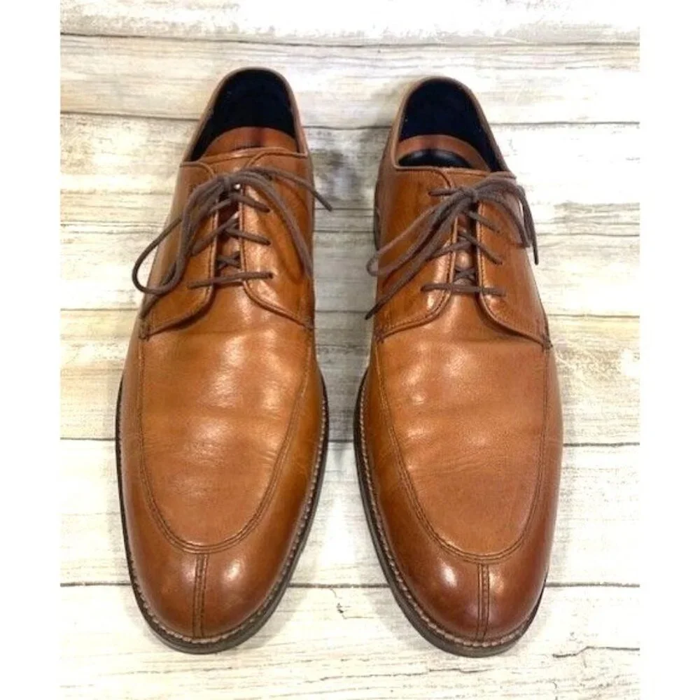 Men's Cole Haan Grand.OS Leather Lace-Up Oxford Shoes Size 9M Cognac Brown‎